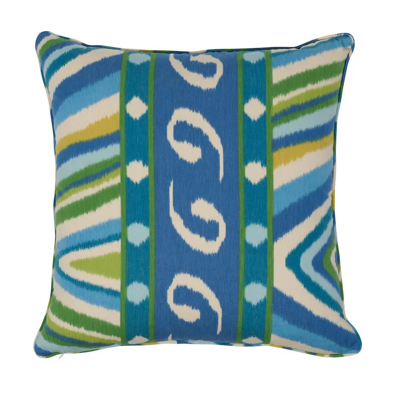 Schumacher Peacock 22" X 22" Terence Ikat Pillow - Image 2