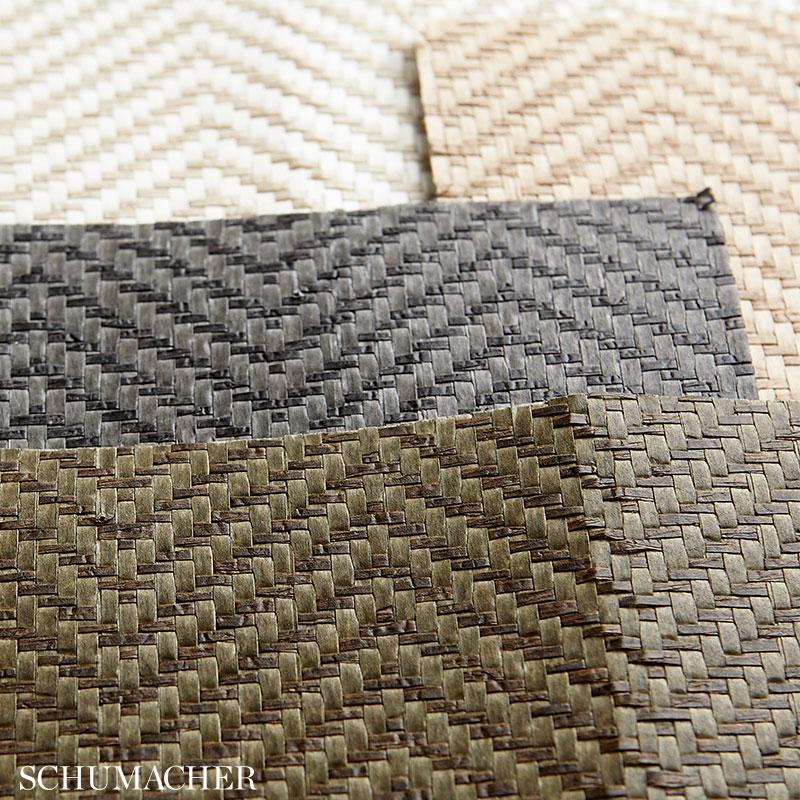 Schumacher Pearce Herringbone Bone Wallpaper - Image 3