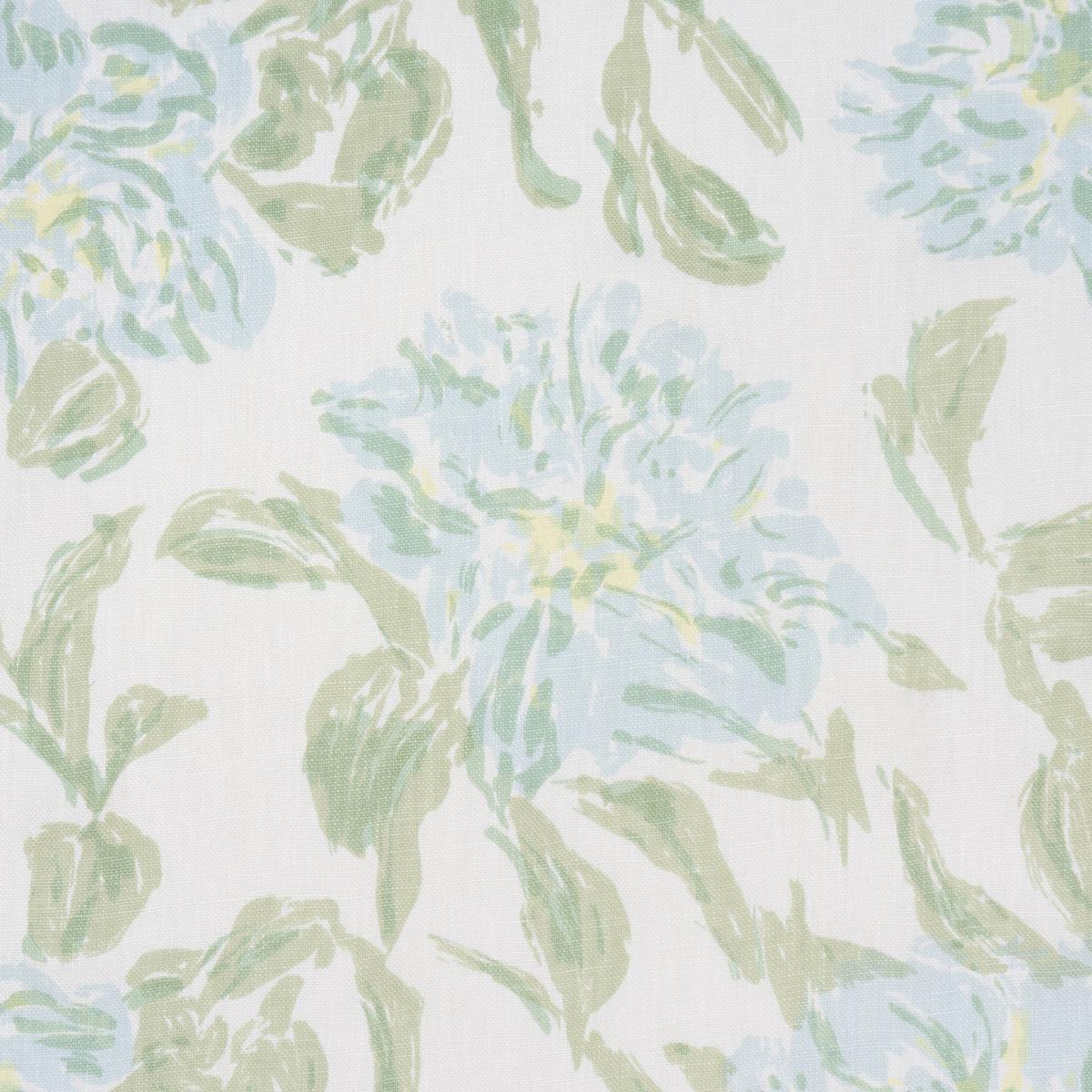 Schumacher Peony Green & Soft Blue Fabric - Image 3