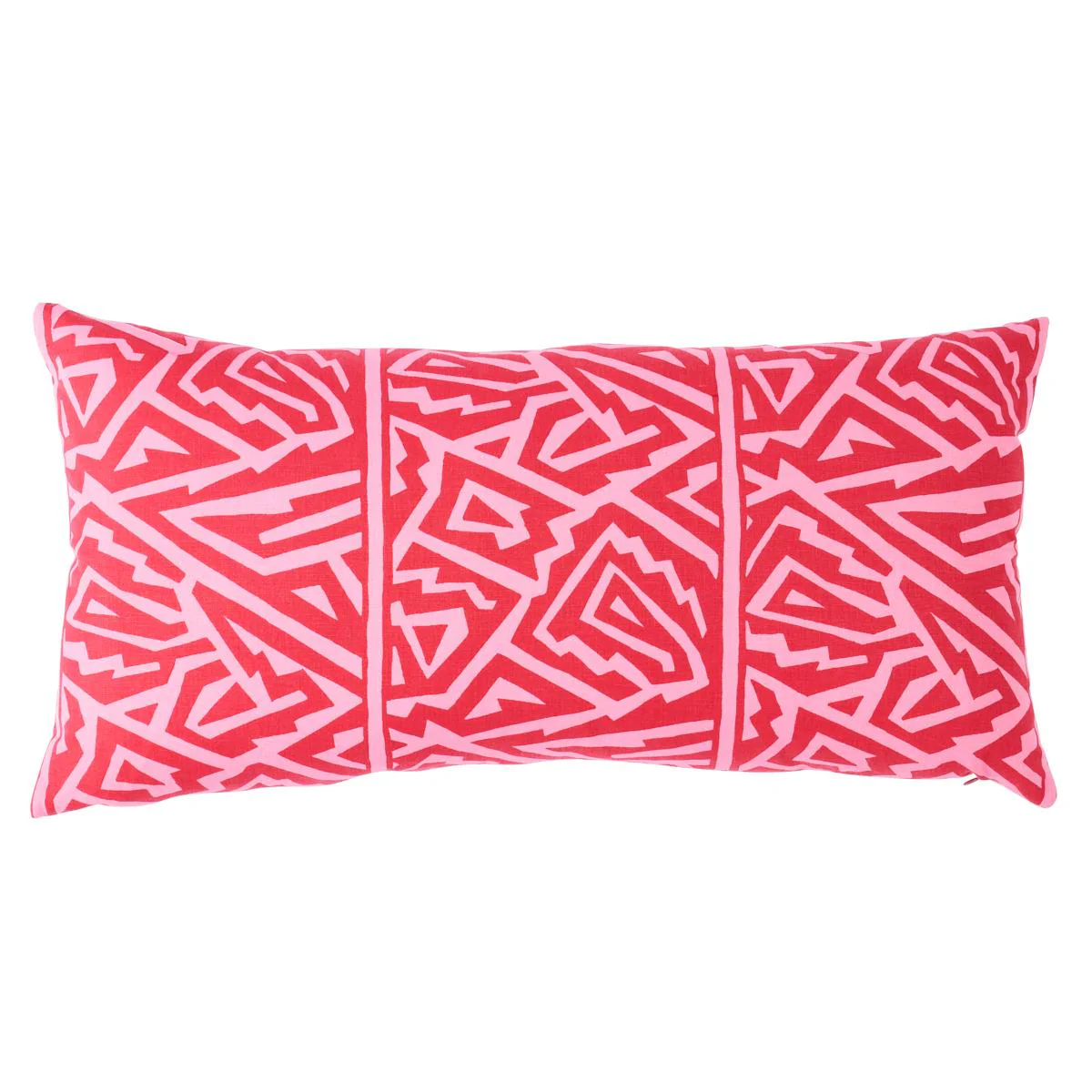 Schumacher Pink 24" X 12" Jagged Maze Pillow