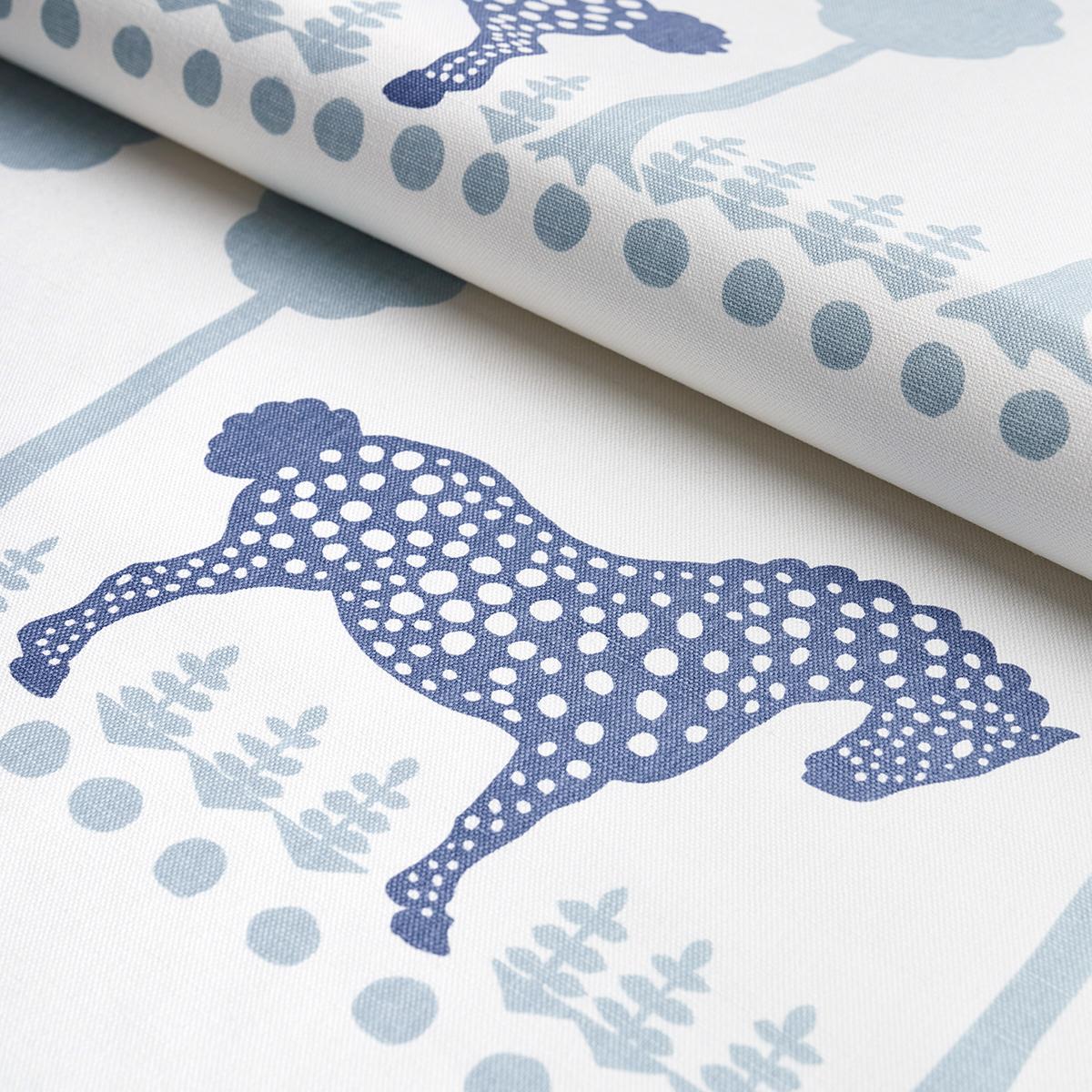 Schumacher Polka Dot Pony Blue Fabric - Image 3