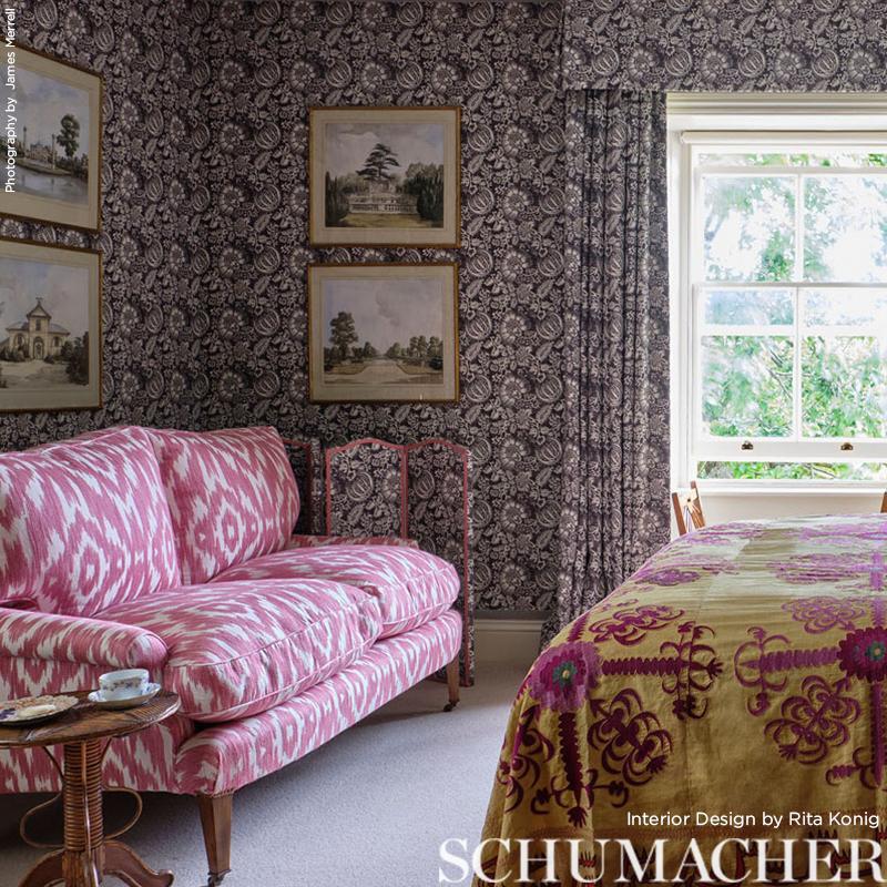 Schumacher Pomegranate Print Charcoal Fabric - Image 6
