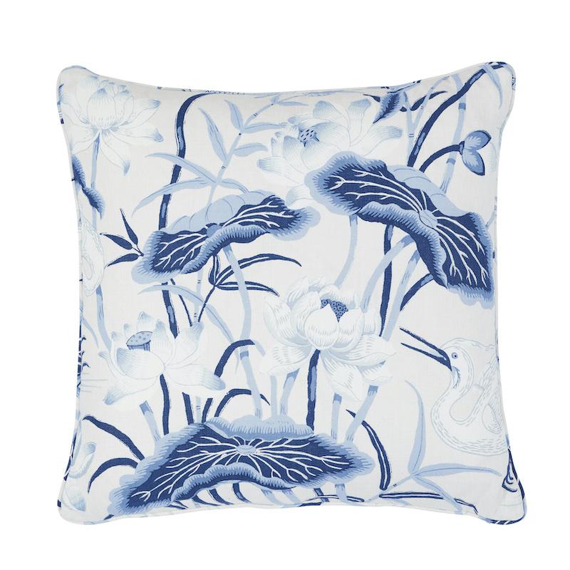 Schumacher Porcelain 22" X 22" Lotus Garden Pillow