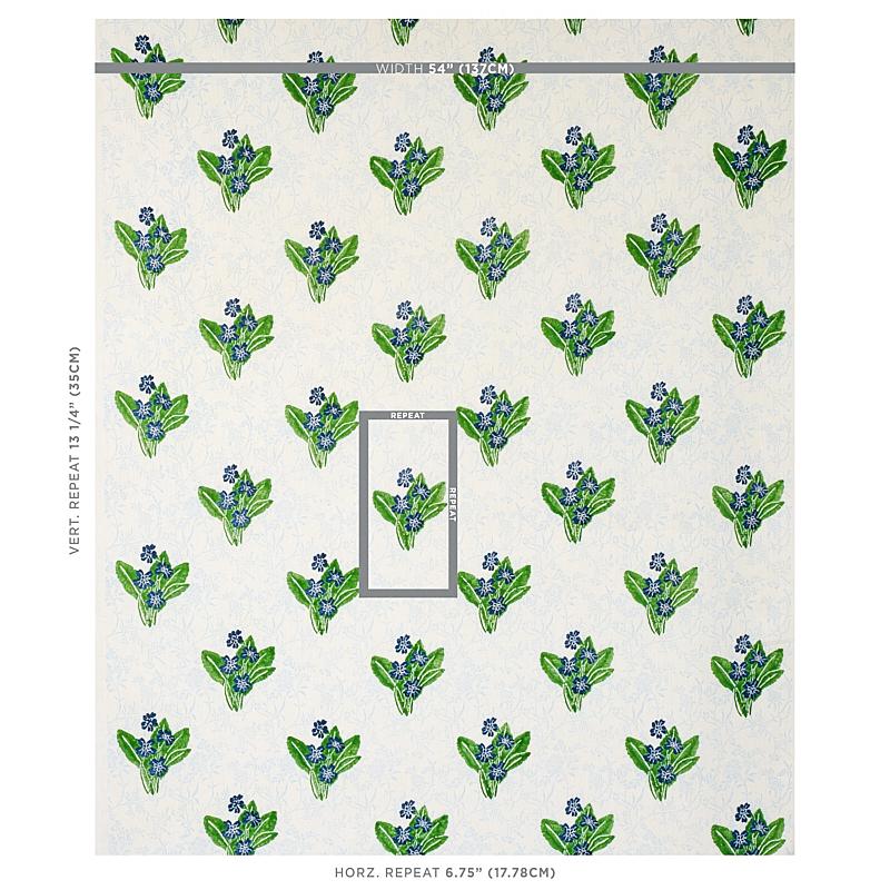 Schumacher Primrose Hand Block Grass & Sky Fabric - Image 3