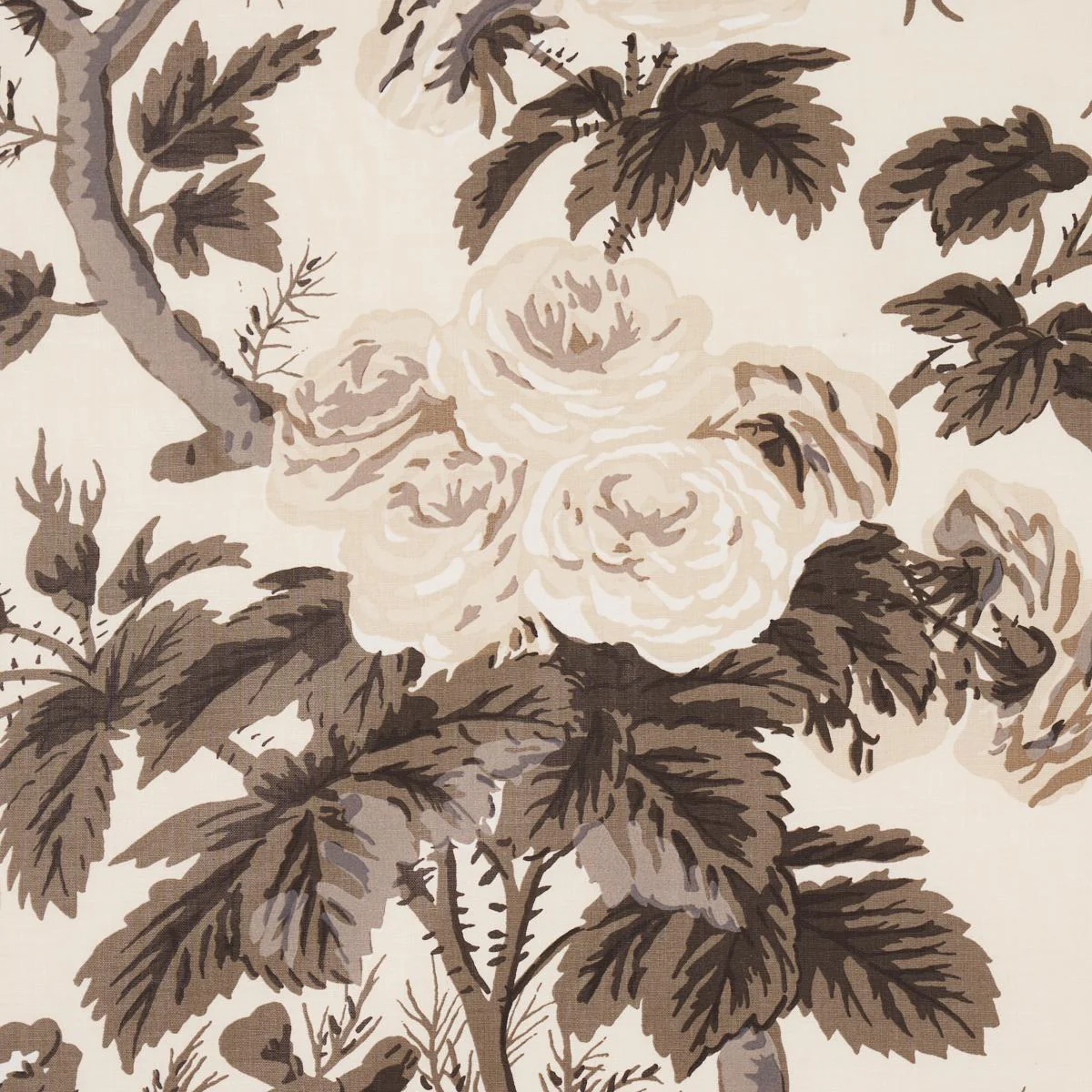 Schumacher Pyne Hollyhock Charcoal Fabric - Image 3