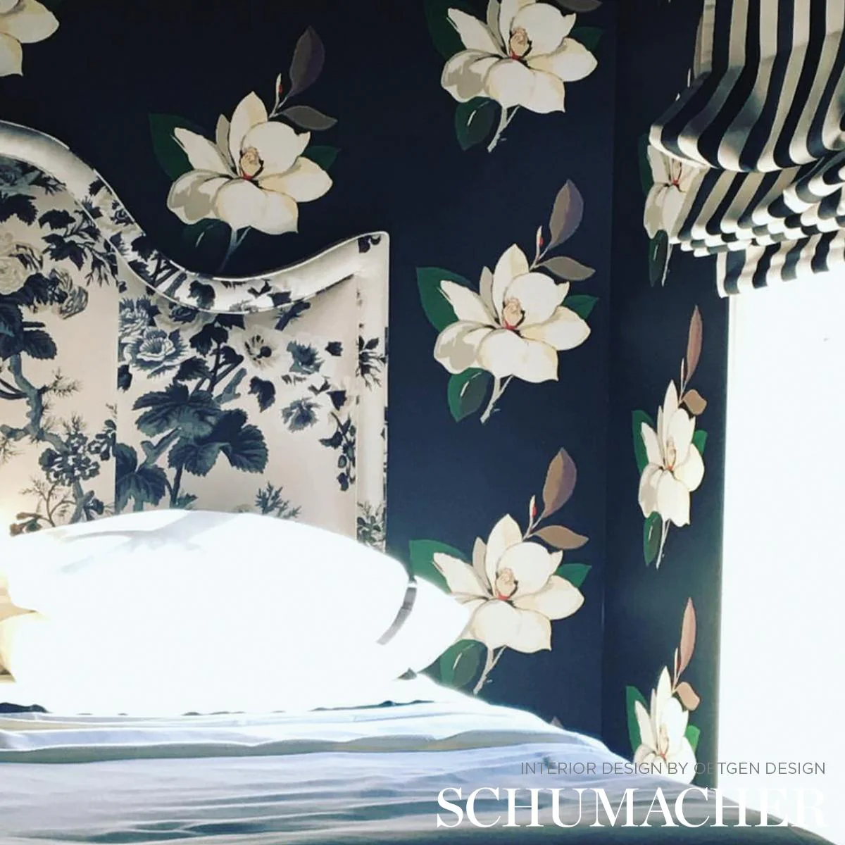 Schumacher Pyne Hollyhock Charcoal Fabric - Image 7
