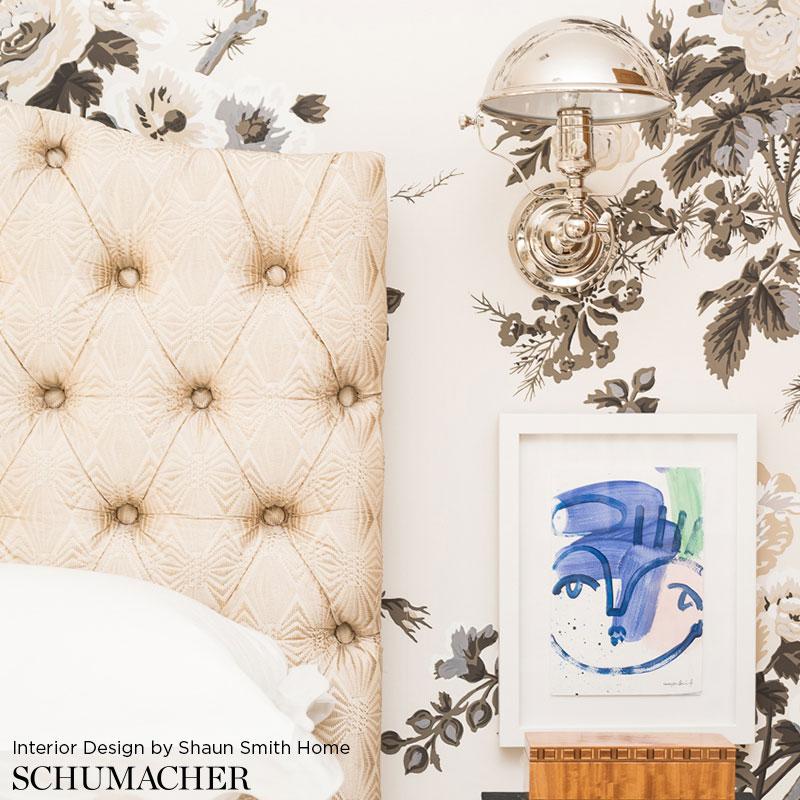 Schumacher Pyne Hollyhock Charcoal Wallpaper - Image 4