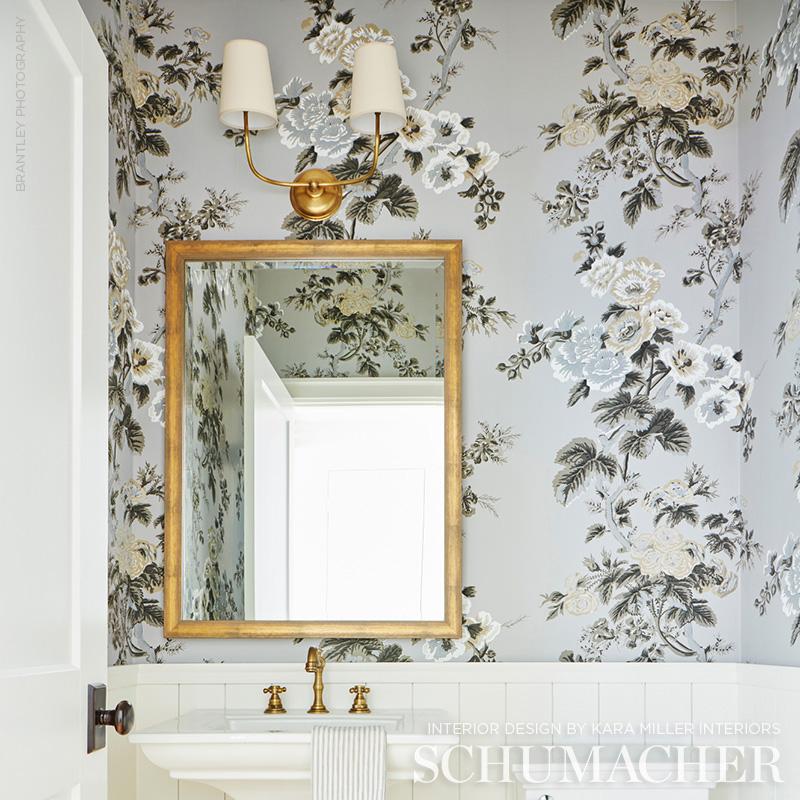 Schumacher Pyne Hollyhock Grisaille Wallpaper - Image 5