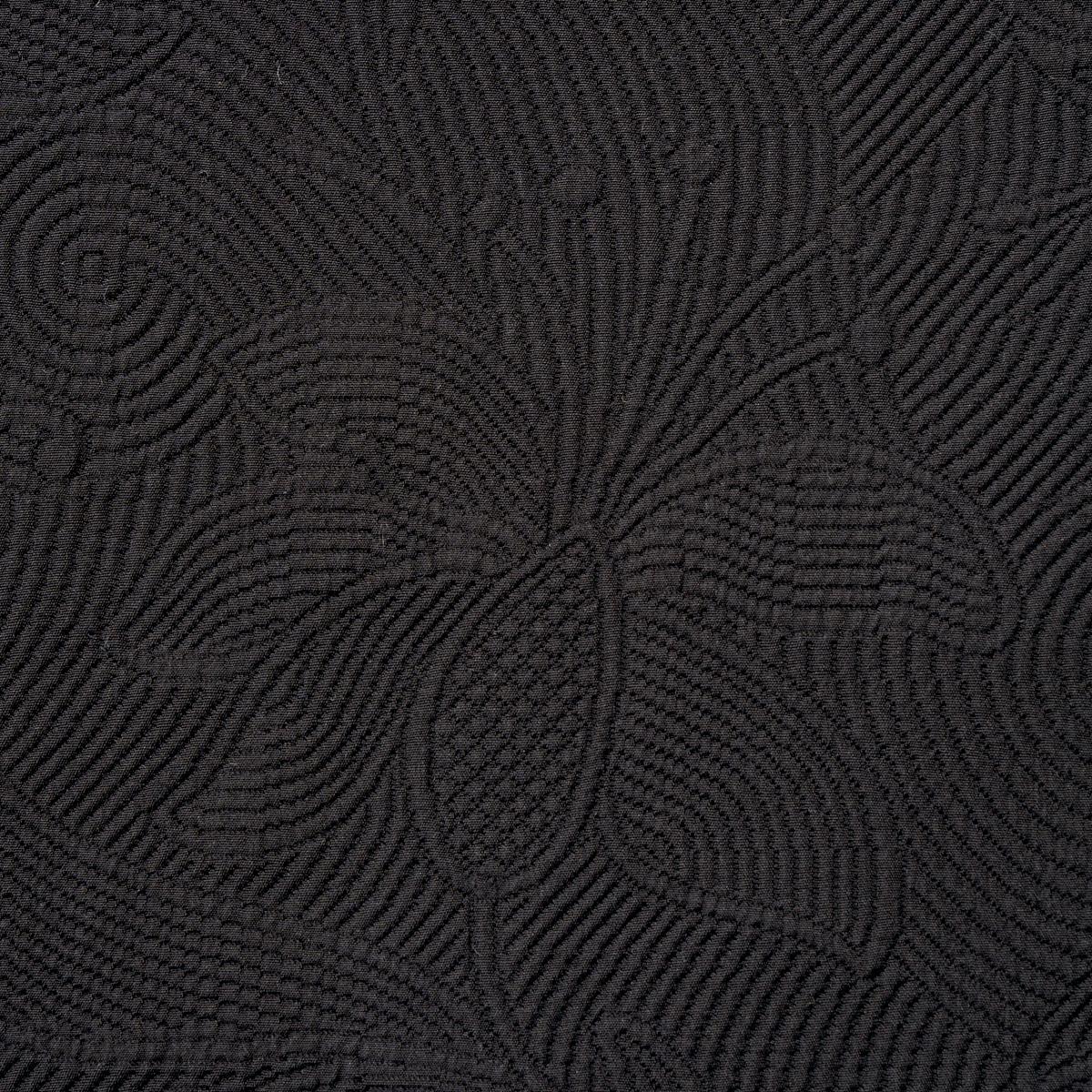 Schumacher Quilted Scroll Matelassé Pitch Black Fabric - Image 3