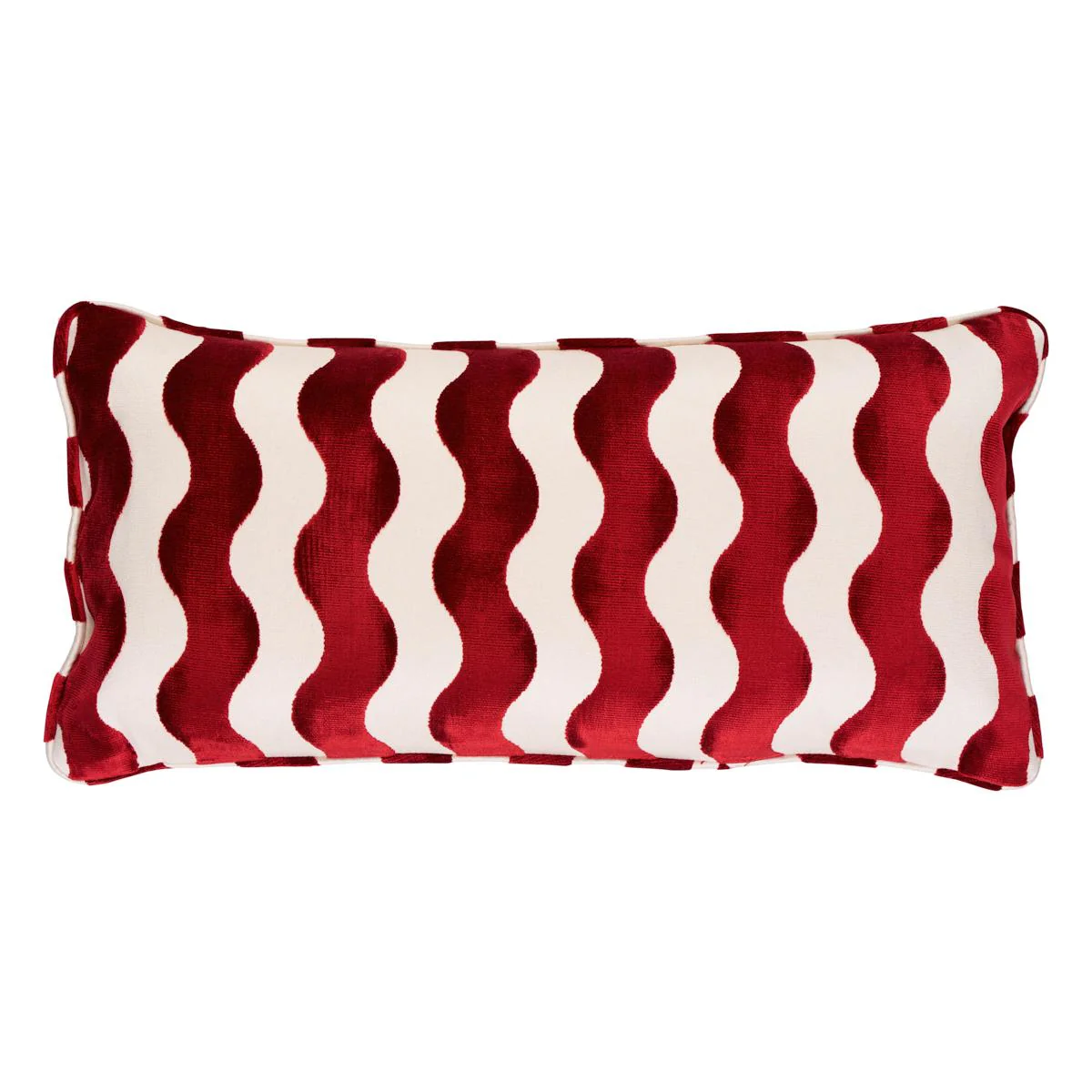 Schumacher Red 24" X 12" The Wave Pillow