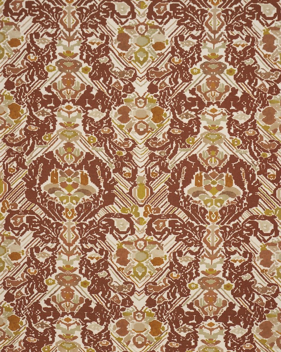 Schumacher Reversible Digital Damask Chartreuse Fabric - Image 4
