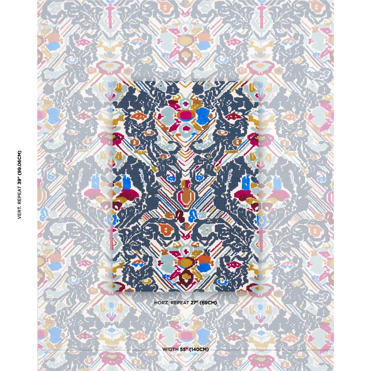 Schumacher Reversible Digital Damask Denim Fabric - Image 3