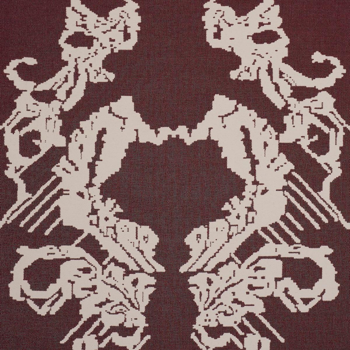 Schumacher Reversible Digital Damask Merlot Fabric - Image 4