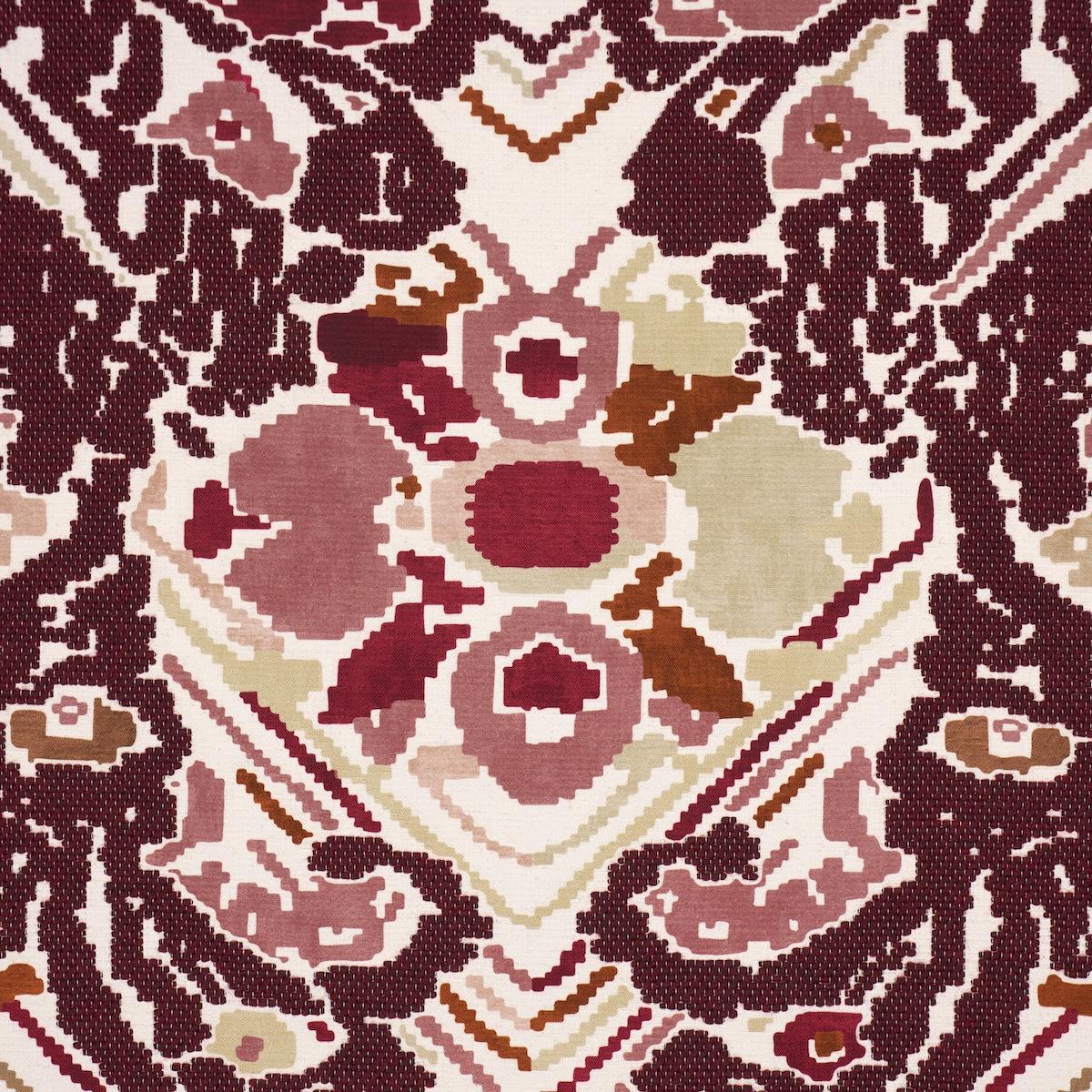 Schumacher Reversible Digital Damask Merlot Fabric - Image 5