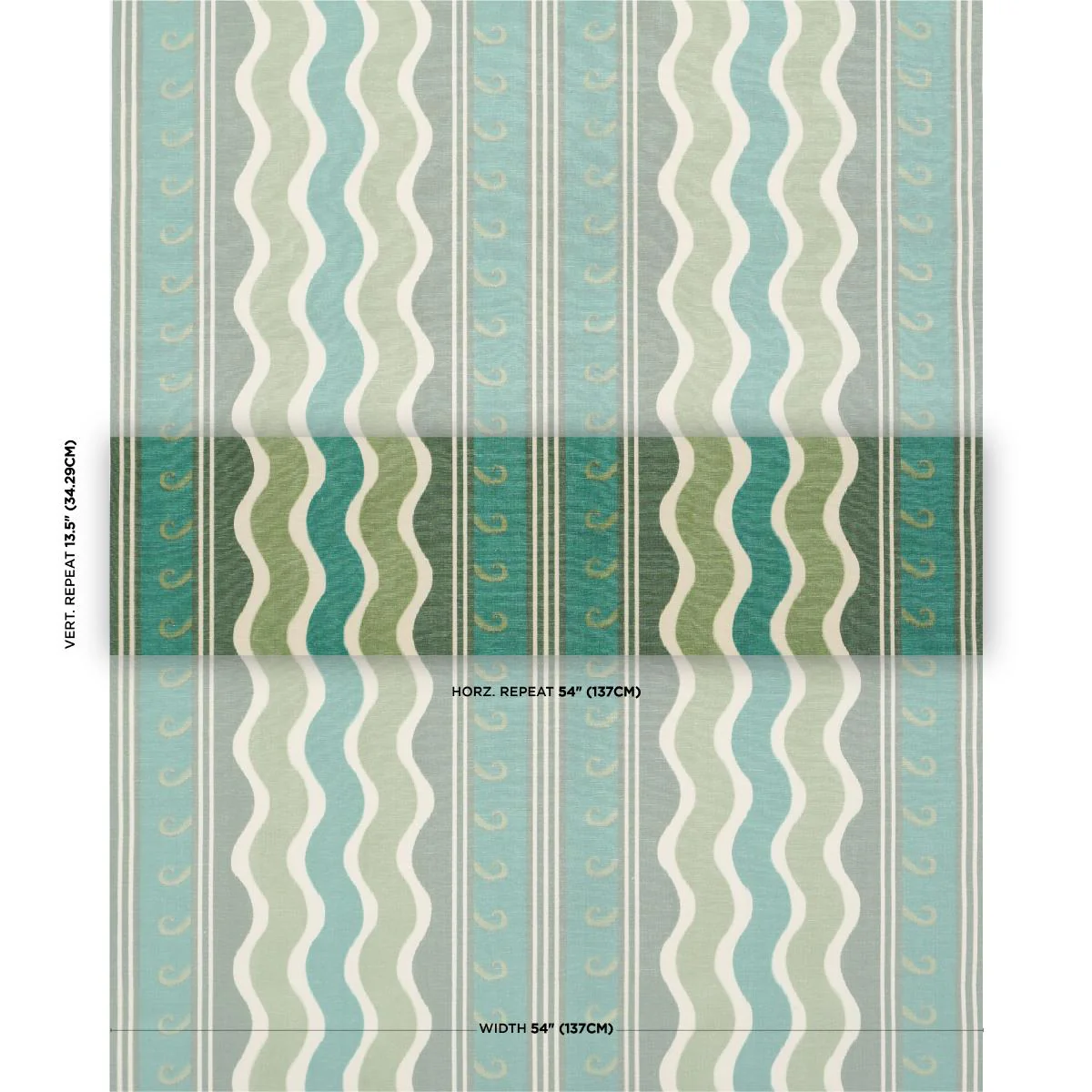 Schumacher Roman Reverie Teal & Leaf Fabric - Image 2