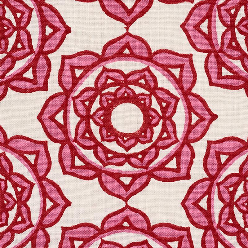 Schumacher Rose Hand Block Print Pink Fabric - Image 3