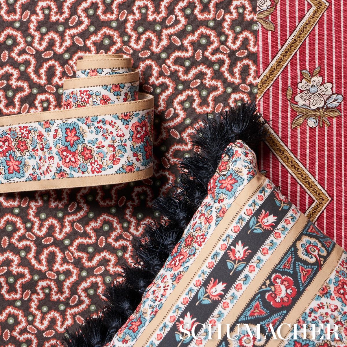 Schumacher Rouge & Noir 18" X 12" Ines Paisley Pillow - Image 5