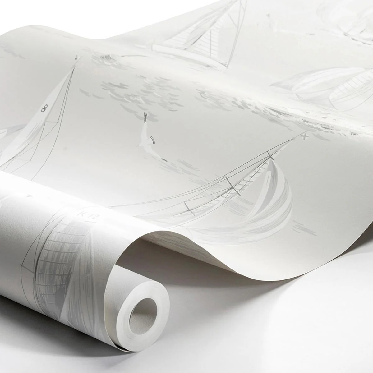 Schumacher Sailboats Grey Wallpaper - Image 3