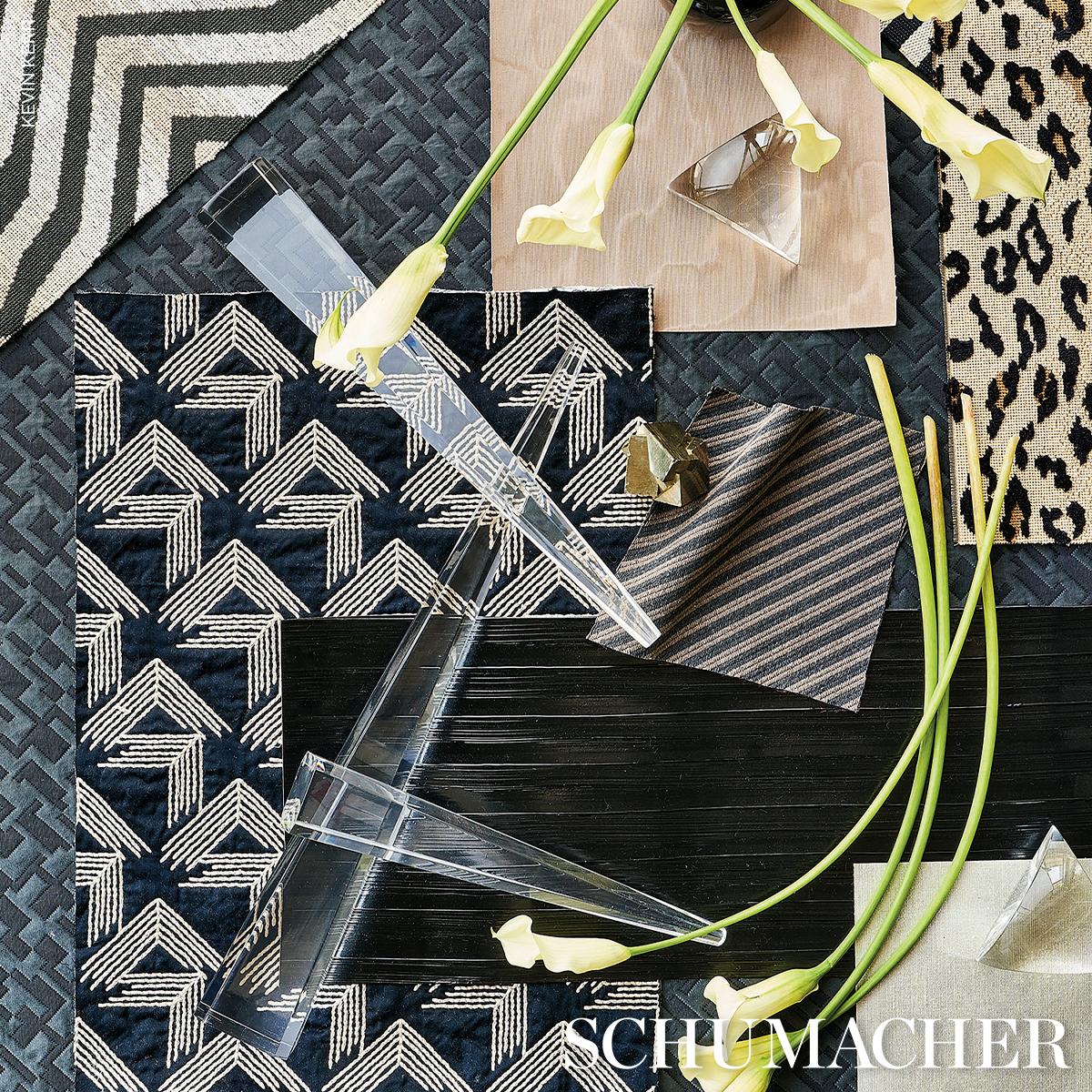 Schumacher Salon Matelassé Satin Ebony Fabric - Image 4
