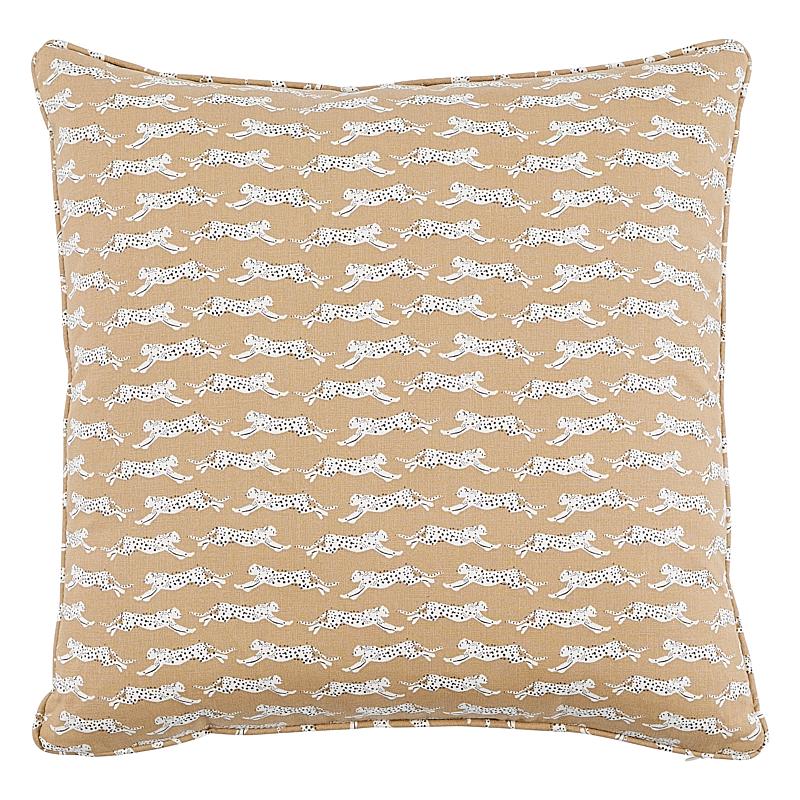 Schumacher Sand 20" X 20" Leaping Leopards Pillow