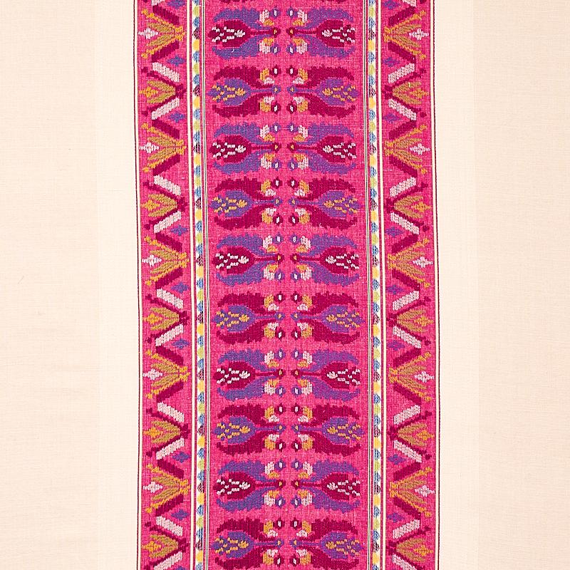 Schumacher Sandor Stripe Embroidery Magenta Fabric - Image 2