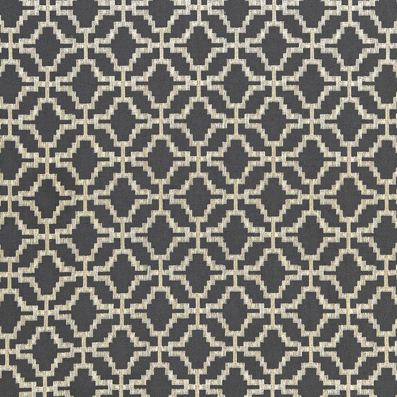Schumacher Sarana Linen Embroidery Carbon Fabric - Image 2