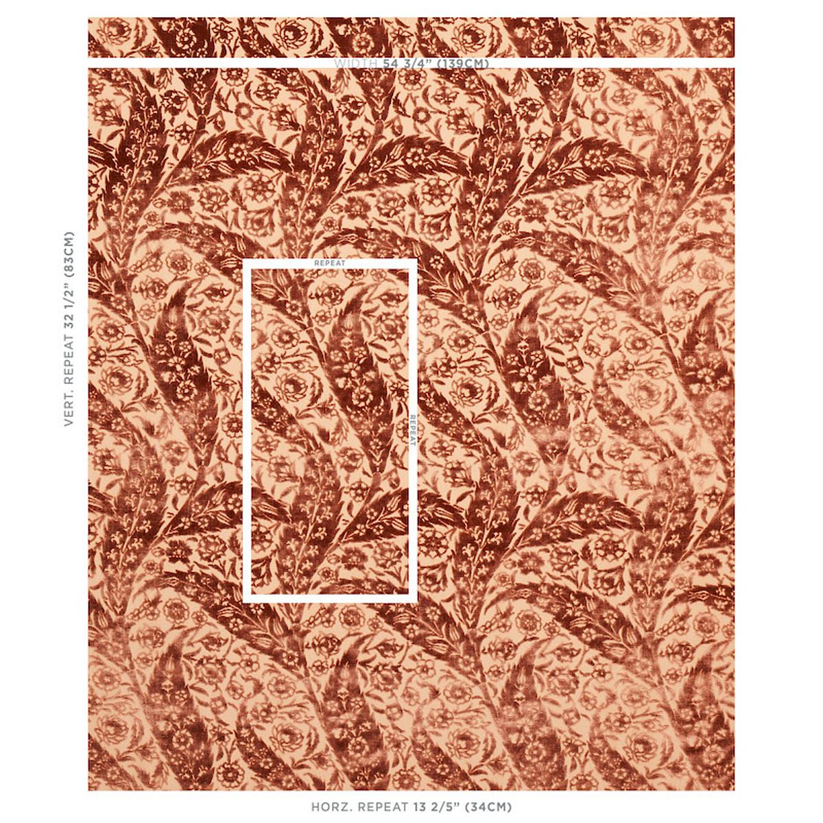 Schumacher Saz Paisley Silk Velvet Terracotta Fabric - Image 3