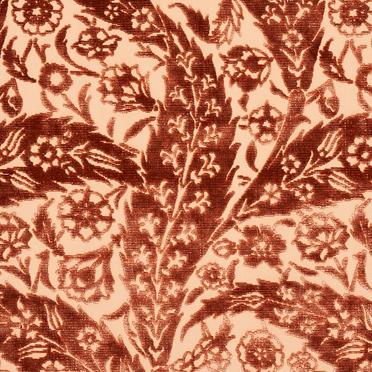Schumacher Saz Paisley Silk Velvet Terracotta Fabric - Image 4