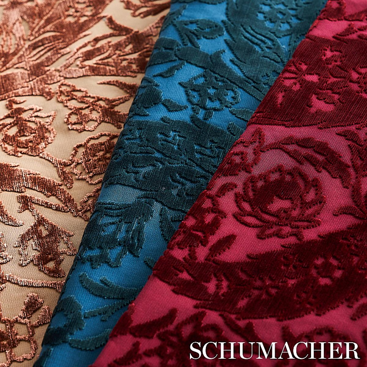 Schumacher Saz Paisley Silk Velvet Terracotta Fabric - Image 6
