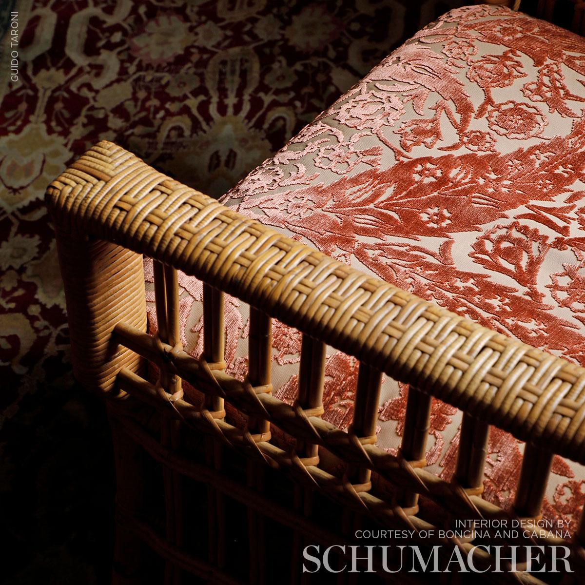 Schumacher Saz Paisley Silk Velvet Terracotta Fabric - Image 7