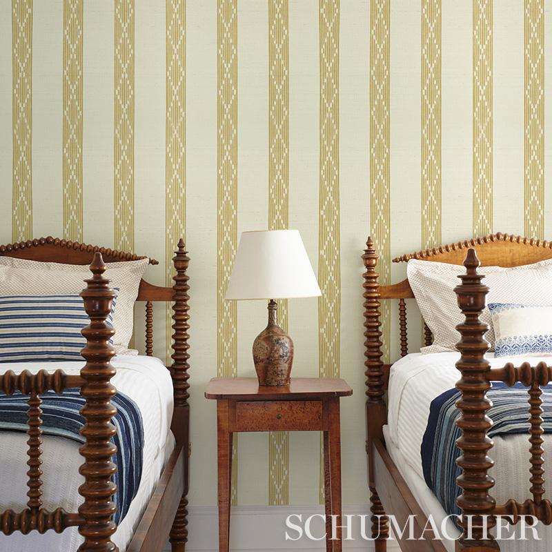 Schumacher Sequoia Stripe Sisal Ochre Wallpaper - Image 5