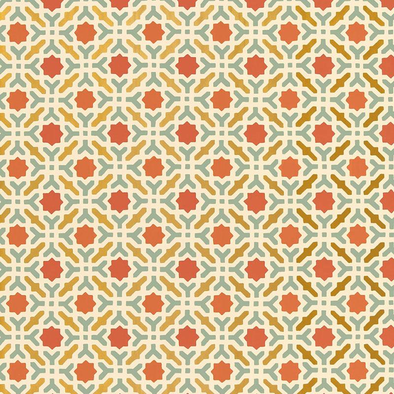 Schumacher Serallo Mosaic Persimmon Wallpaper - Image 2