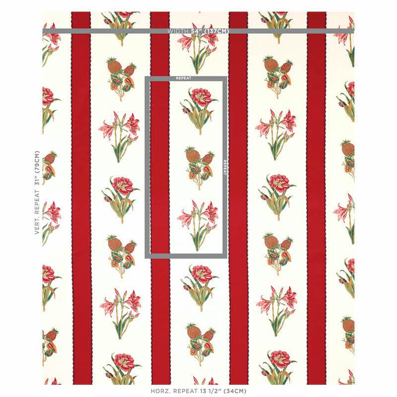 Schumacher Servilia Stripe Red Fabric - Image 3
