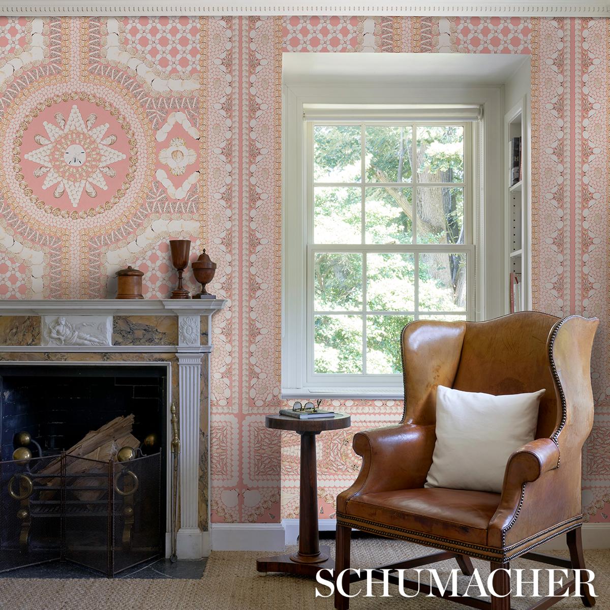 Schumacher Shell Grotto Panel A Coral Wallpaper - Image 7