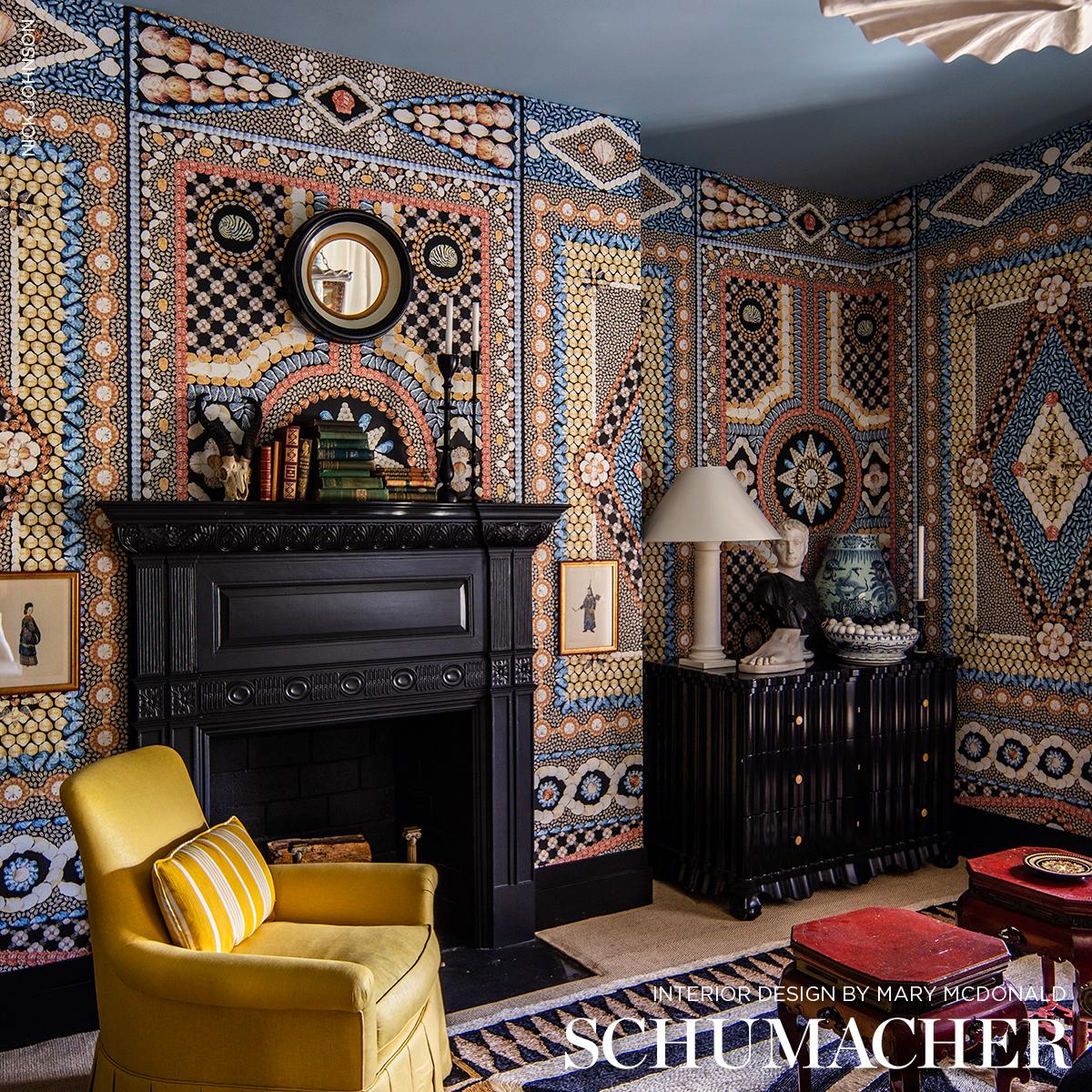 Schumacher Shell Grotto Panel A Onyx Multi Wallpaper - Image 7