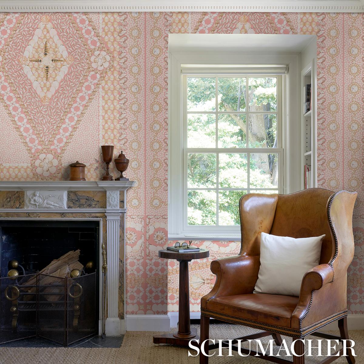 Schumacher Shell Grotto Panel B Coral Wallpaper - Image 7
