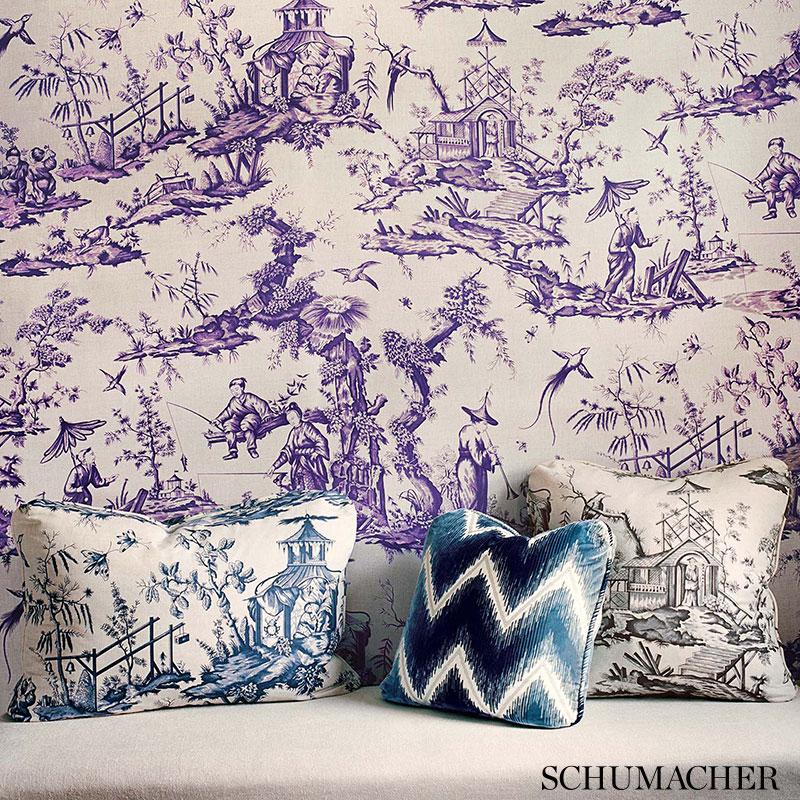 Schumacher Shengyou Toile Charcoal Fabric - Image 4