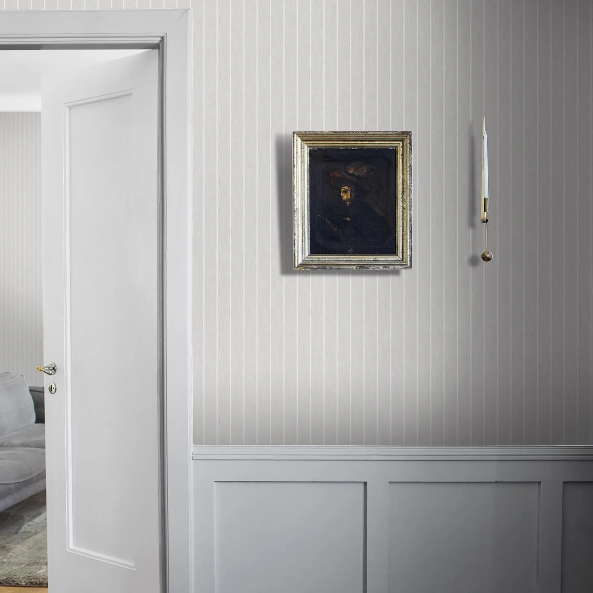 Schumacher Shirt Stripe Grey Wallpaper - Image 3