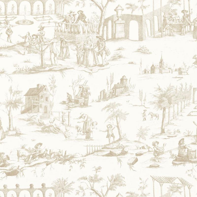 Schumacher Siena Toile Greige Fabric - Image 2