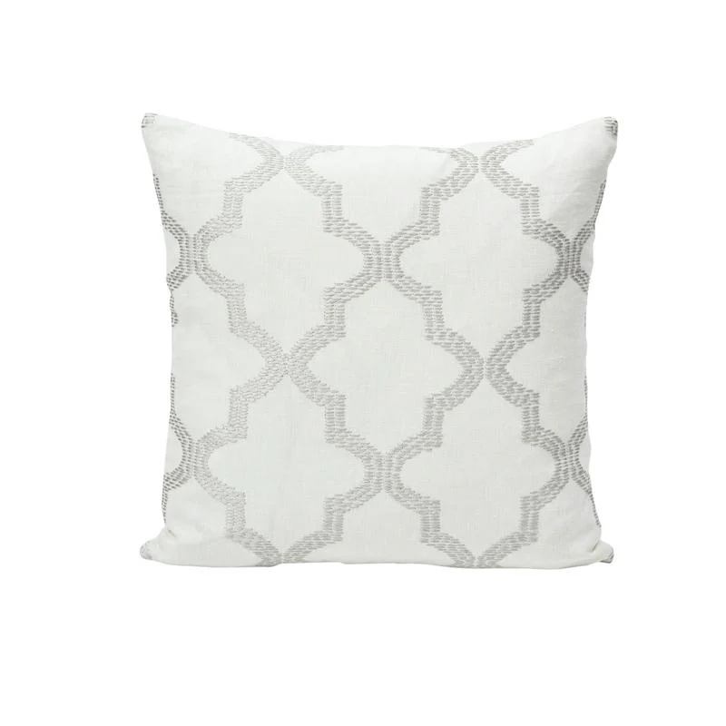 Schumacher Silver 18" X 18" Tangier Embroidery Pillow