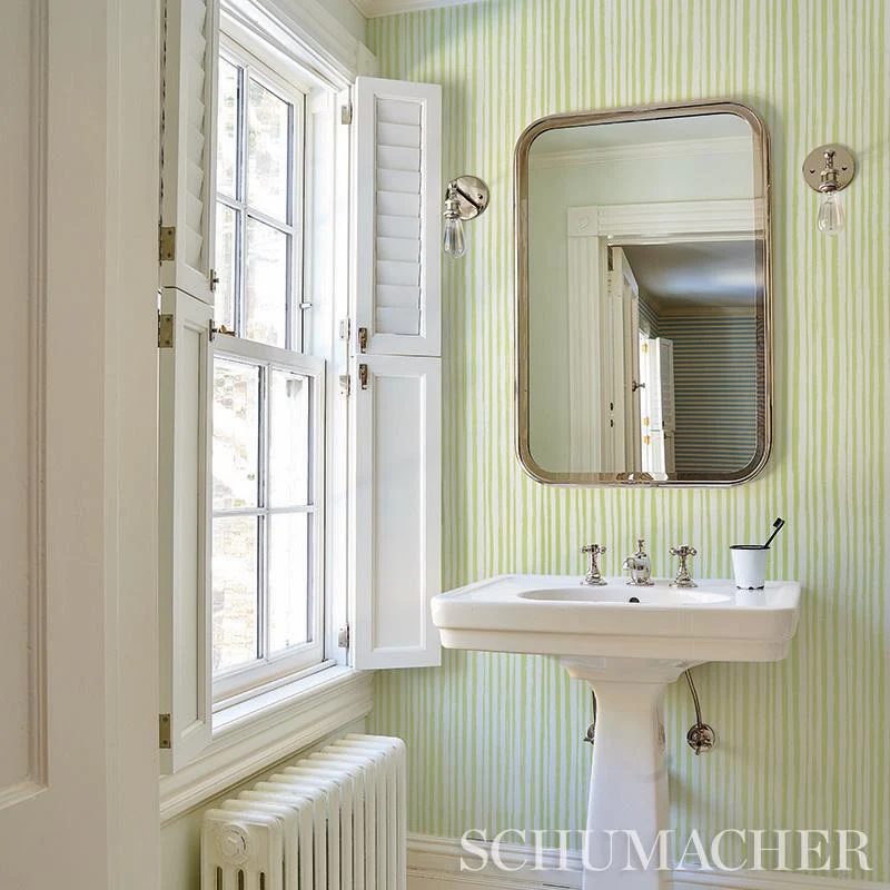 Schumacher Sketched Stripe Natural Wallpaper - Image 6