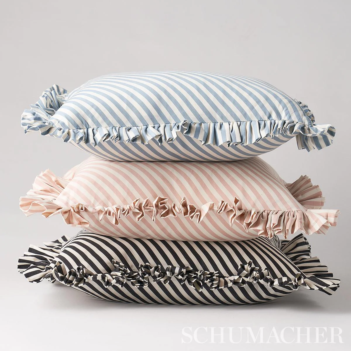 Schumacher Sky 14" X 14" Brigitte Stripe Pillow - Image 3