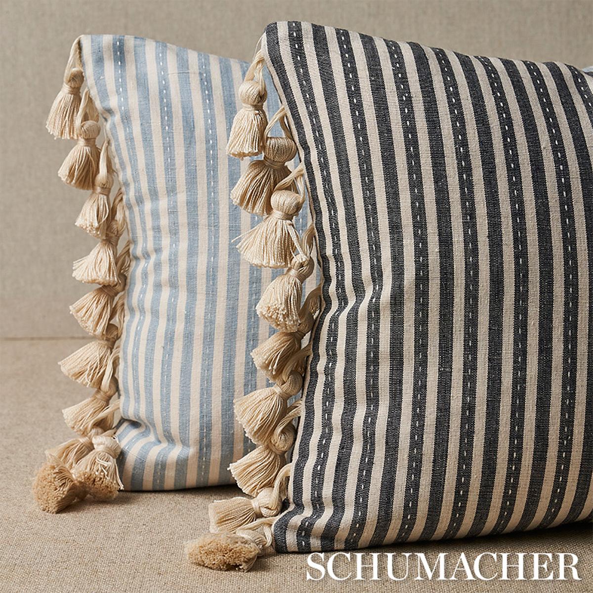Schumacher Sky 18" X 12" Mathis Ticking Stripe Pillow - Image 4