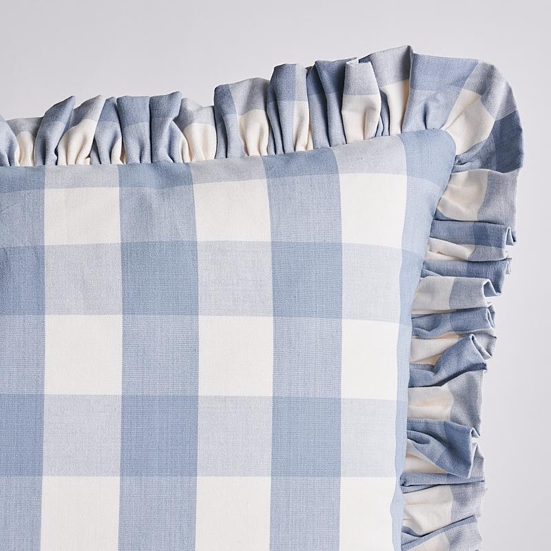 Schumacher Sky 20" X 14" Camden Cotton Check Pillow - Image 2