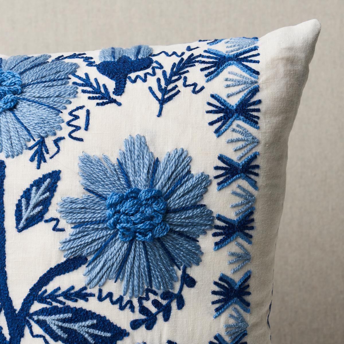 Schumacher Sky 20" X 20" Marguerite Embroidery Pillow - Image 4