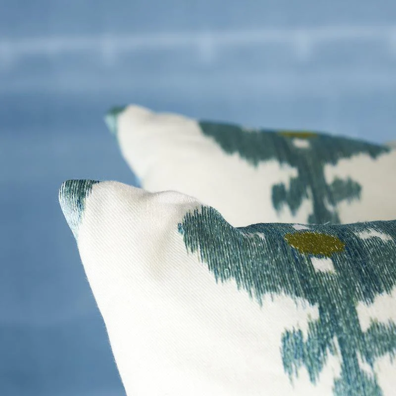 Schumacher Sky 22" X 22" Raja Embroidery Pillow - Image 4