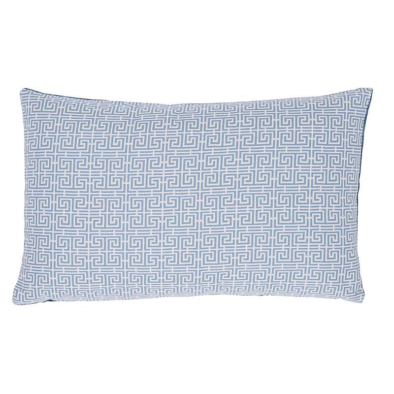 Schumacher Sky/Ivory 20" X 14" Chinois Fret Pillow