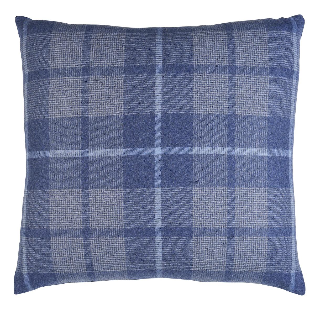 Schumacher Slate 18" X 18" Montana Wool Plaid Pillow