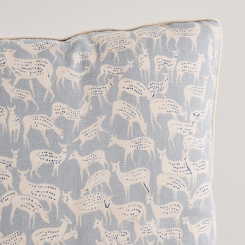 Schumacher Slate Blue 14" X 14" Fauna Pillow - Image 2