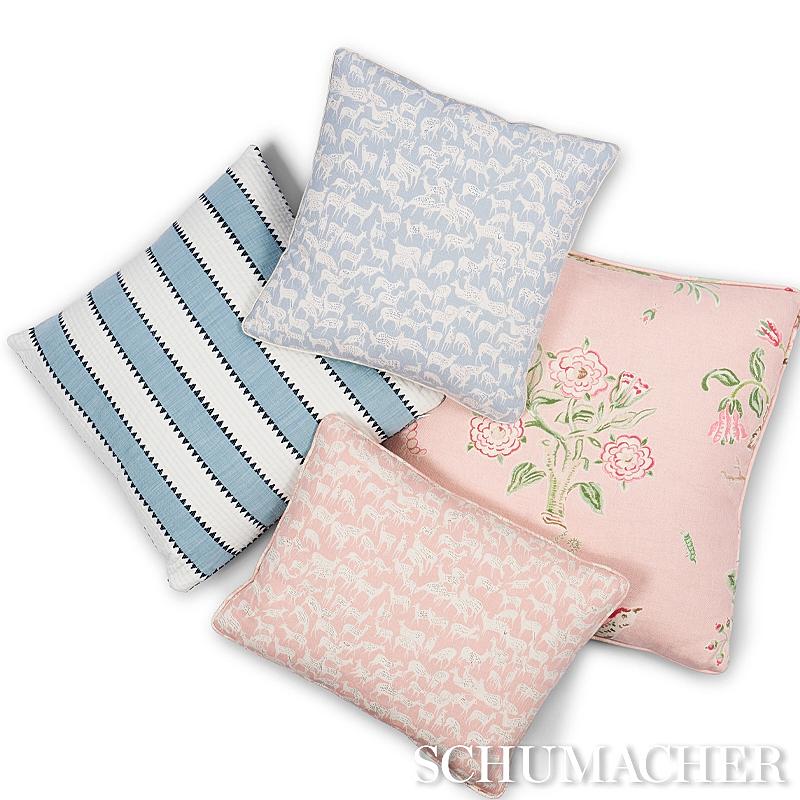 Schumacher Slate Blue 14" X 14" Fauna Pillow - Image 4